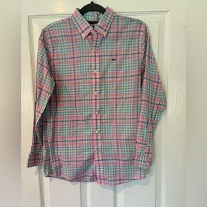 Vineyard Vines boys button down Whale plaid shirt, size Medium (12-14)